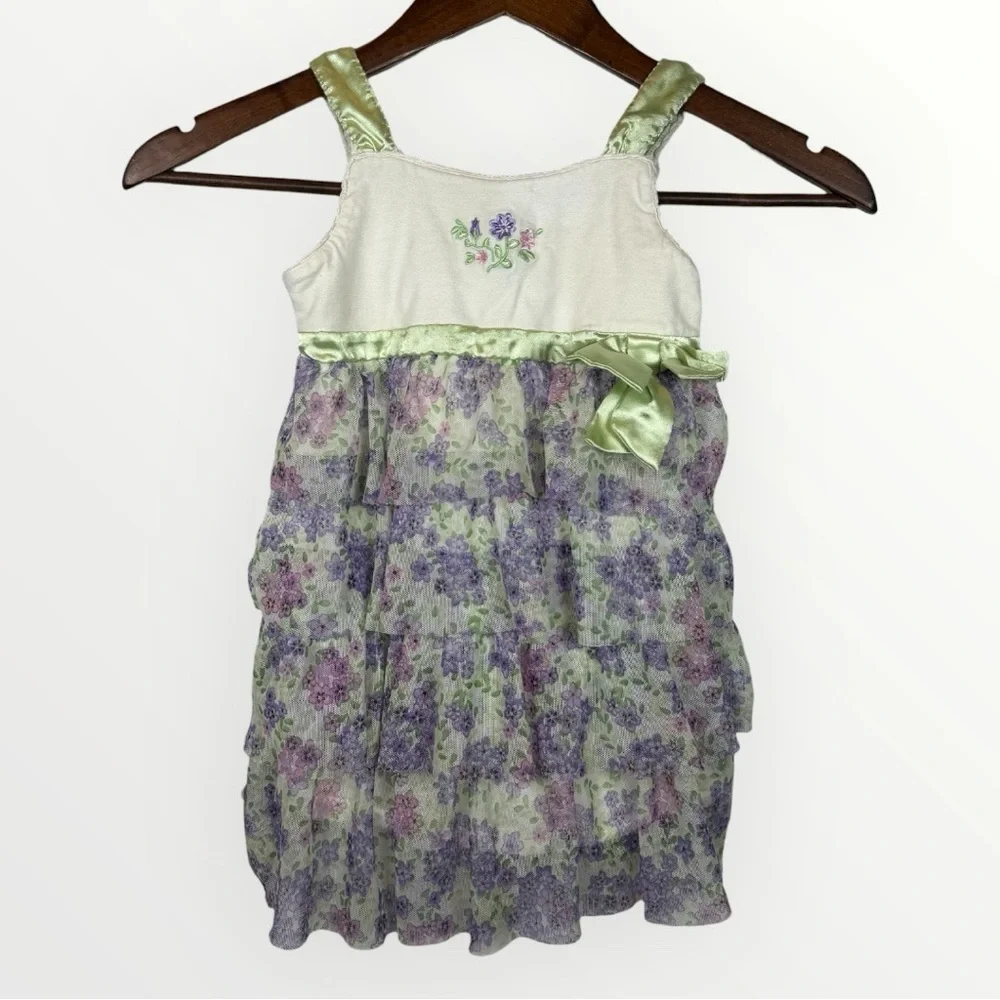 Girls Size 4 Floral Ruffle Tunic Dress Kids Headquarters Pastel Spring Easter